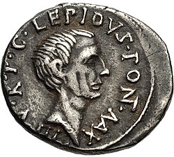 Ancient Roman coin depicting Lepidus