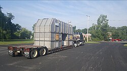 Loading of a thermal oxidizer in preparation for its transport to a manufacturing plant