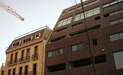 Modern and old architecture along the street
