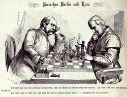 Between Berlin and Rome. Bismarck (left) confronts Pope Pius IX, 1875.
