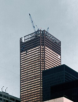 Construction of First Canadian Place, the operational headquarters of the Bank of Montreal, in 1975
