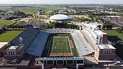Gies Memorial Stadium and State Farm Center at the University of Illinois Urbana-Champaign
