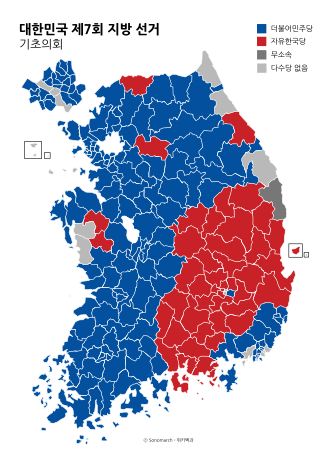 Distribution of the major party of the municipal councils: Independents majority No major party