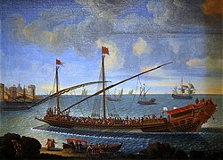 A common punishment in Early Modern Europe was to be made a galley slave. The galley pictured here belonged to the Mediterranean fleet of Louis XIV, c. 1694.