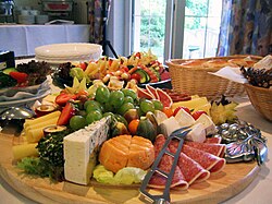 A typical cheese and cold meat buffet served at private festivities