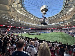 White sheets are used to artificially reduce the capacity of BC Place for most Whitecaps FC matches.
