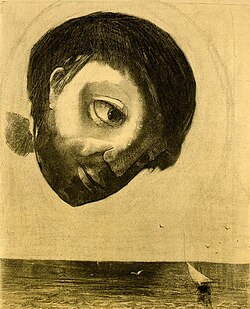 Odilon Redon, Guardian Spirit of the Waters, 1878, charcoal on paper, Art Institute of Chicago. Describing his work, Redon explained, "My drawings inspire, and are not to be defined. They place us, as does music, in the ambiguous realm of the undetermined."[66]