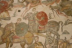 Roman cavalry from a mosaic of the Villa Romana del Casale, Sicily, 4th century CE