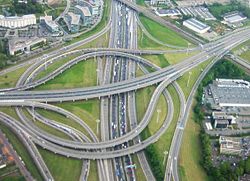 A turbine interchange between A201 and the Brussels Ring (R0) in Brussels50°53′30.1″N 4°27′15.3″E / 50.891694°N 4.454250°E