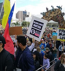 Black Lives Matter protest in Aotea Square, Auckland, June 14, 2020