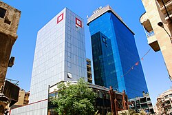 Bank Al-Sharq and the Blue Tower Hotel, a 4-star hotel in Hamra Street.