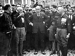 Benito Mussolini during the March on Rome in 1922