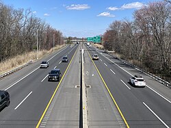 New Jersey Turnpike northbound approaching the Route 73 interchange in Mount Laurel