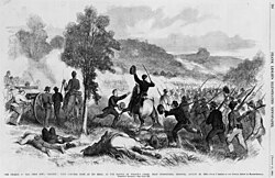 Nathaniel Lyon secured docks and arsenal in St. Louis, leading Union Army forces to expel the Missouri Confederate forces and government.[187]