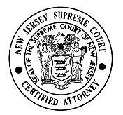 The official seal of the Supreme Court, as included in certificates granted to attorneys approved by the Board on Attorney Certification in one of several specialist areas.[7]