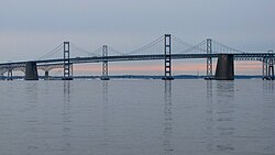 The Chesapeake Bay Bridge, which connects Maryland's Eastern and Western Shores