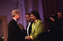 President Bill Clinton greets Little Richard at the White House in 1994