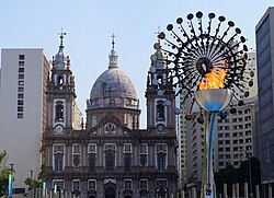 The public cauldron, located outside the Candelária Church