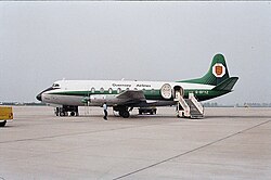 Vickers Viscount G-BFYZ damaged 1979 at Kirkwall (seen in Stuttgart, earlier in 1979)