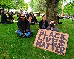 Protest at St. Nicholas Church in Brighton, June 3, 2020