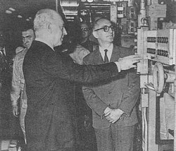 Founder Roberto Noble (left) and President of Argentina Arturo Frondizi in 1960