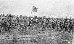 Kaiser Wilhelm II and Prince Leopold of Bavaria inspecting Turkish troops of the 15th Corps in East Galicia, Austria-Hungary (now Poland)