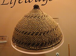Southern Paiute woven hat from 1876 at a Harvard University museum.