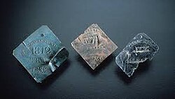 Tags to be used for identifying and tracking enslaved people of Charleston, South Carolina (National Museum of American History 1993.0503)