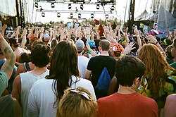 Borgore performing for crowds on 7 July 2011 at the 10th Anniversary Camp Bisco Music Festival in Mariaville Lake, New York