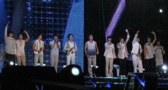 Super Junior performing at SMTown Live '08 in Bangkok, Thailand
