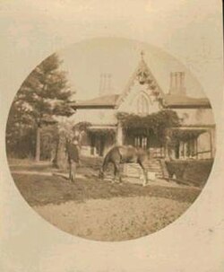 Remington estate 'Endion' in New Rochelle, New York. The Gothic-revival cottage was designed by Alexander J. Davis.