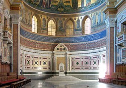 The seat or cathedra of the Bishop of Rome in the Archbasilica of Saint John Lateran