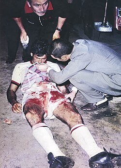 Milan's Néstor Combin was left bloodied and unconscious after a brutal series against Estudiantes de La Plata in 1969