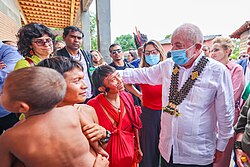 Lula visits the Yanomami people in the Brazilian state of Roraima during the Yanomami humanitarian crisis in January 2023