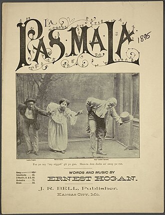 Cover for "La Pas Ma La" sheet music (1895). Words and music by Ernest Hogan.