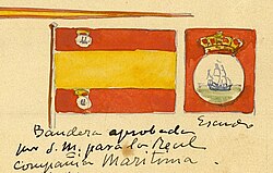 Real Compañía Marítima flag. Founder of Puerto Deseado en 1790