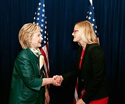 Godlewski with Hillary Clinton in 2016