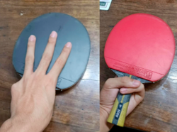 The forehand (red) and backhand (black) view of the W-Grip.