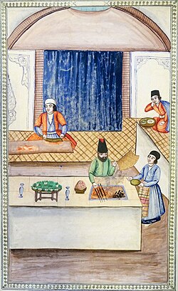 A kababforush (kebab seller) in late Qajar Iran