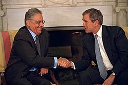 Cardoso meets with George W. Bush in the Oval Office in 2001