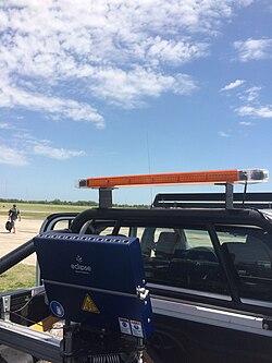 Wireless specialized launcher mounted in an airport vehicle