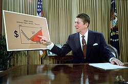 Outlining his plan for tax reduction legislation from the Oval Office in a televised address, July 1981