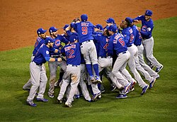 Chicago Cubs celebrate their 2016 World Series victory, their first in 108 years