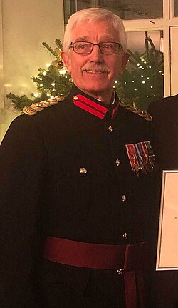 Colonel John S. Wilson, OBE, DL, Vice Lord-Lieutenant of Derbyshire, wearing his uniform in 2020