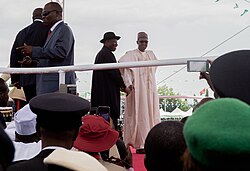 Incoming and outgoing Nigerian Presidents at the inauguration ceremony