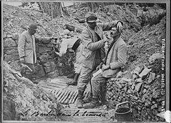A barber in a French trench