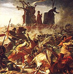 The defense of the Carroccio during the battle of Legnano by Amos Cassioli (1832–1891)