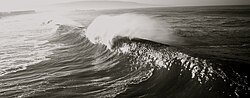 Breaking swell waves at Hermosa Beach, California