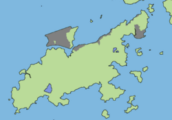 Map showing the reclaimed land of Lantau Island, Lam Chau and Chek Lap Kok before construction of the third runway