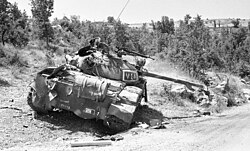 A Syrian T-62 destroyed somewhere in Lebanon by the IDF, 1982
